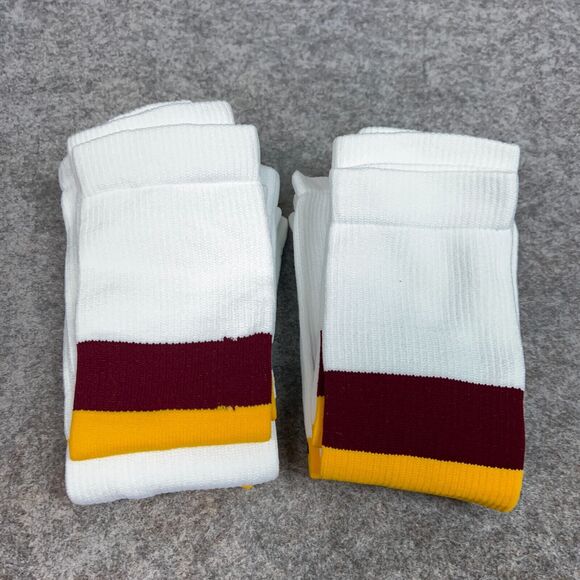 Drymax Calf Sleeves Mens Pack of 6 White Maroon Gold Striped Sports Level 5 Leg - Picture 1 of 4